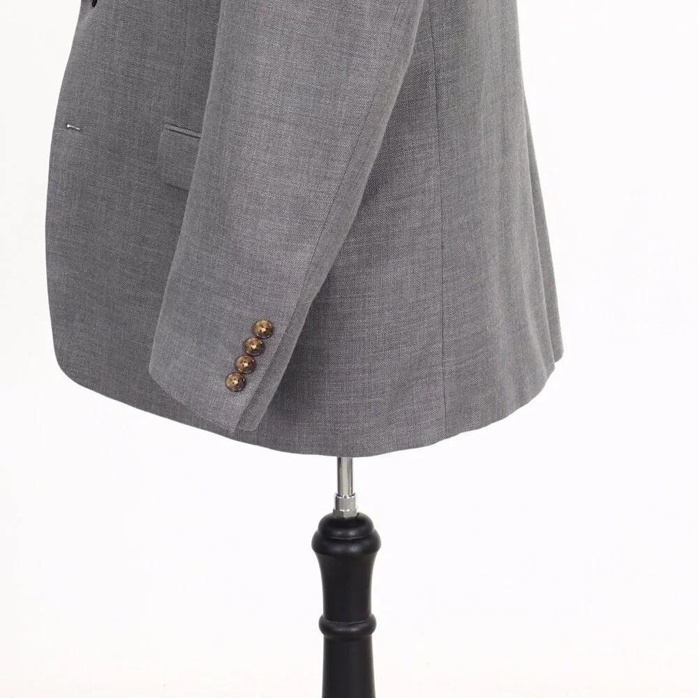 Ralph Lauren 46L Gray Solid 2-Button Sport Coat Blazer Jacket G636
